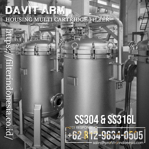 stainless steel housing multi cartridge filter davit arm ss304 ss316l