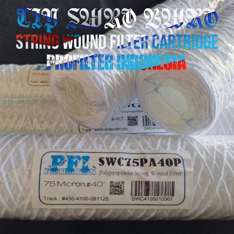 string wound filter cartridge benang yarn pp 25-75 micron